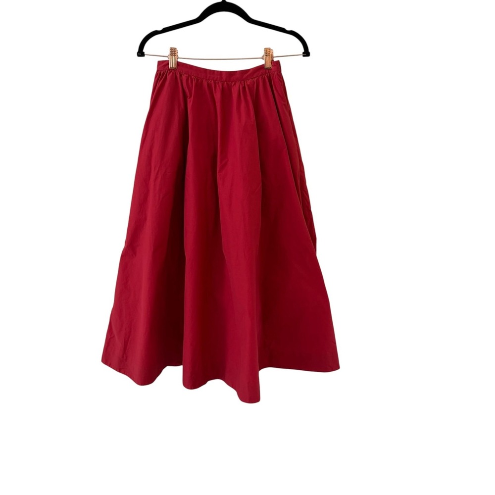 & Other Stories A Line Full Midi Skirt Womens 34 Red Lined Pockets Office